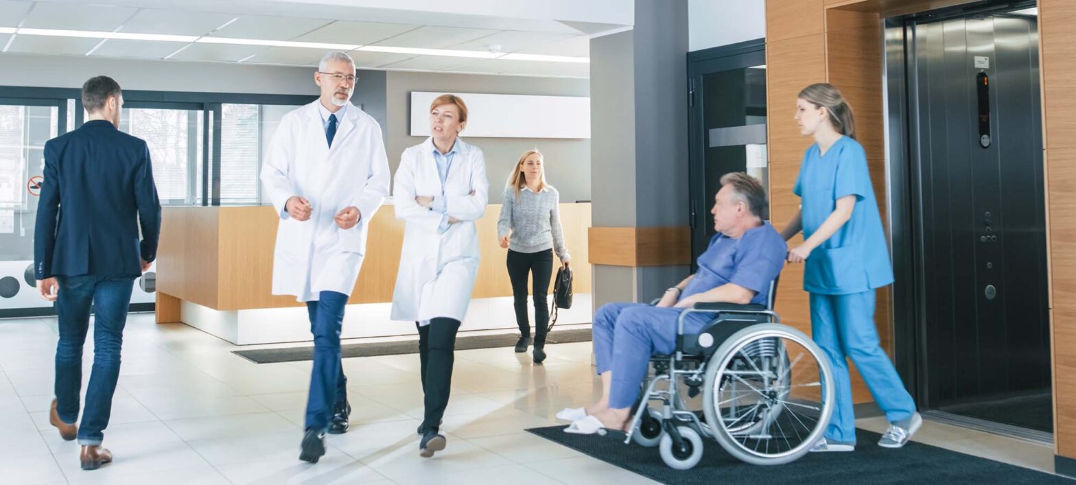 Healthcare facility with doctors patients & nurses